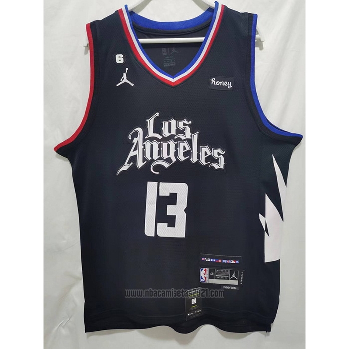 Camiseta Los Angeles Clippers Paul George #13 Statement 2022-23 Negro